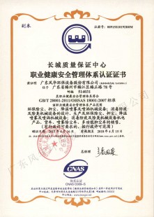  職業健康安全管理體系認證證書1